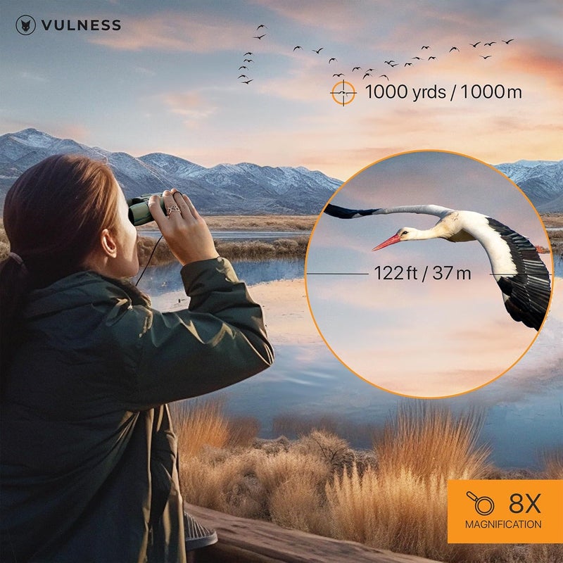 VULNESS Small Binoculars for Adults and Kids | Cruise Ship Essentials Camping Bird Watching Travel Hiking Accessories Alaska Costa Rica Must Haves Packing List High Powered Mini Compact (Camo, 8X21) - Image 2